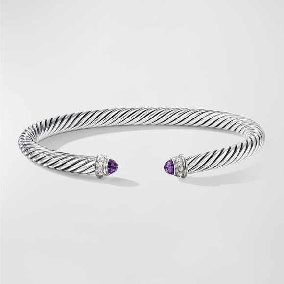 David Yurman Jewelry - David Yurman cable bracelet w/ diamonds in silver - amethyst 5mm